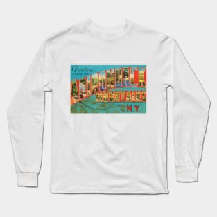 Greetings from the Adirondack Mountains, Vintage Large Letter Postcard Long Sleeve T-Shirt